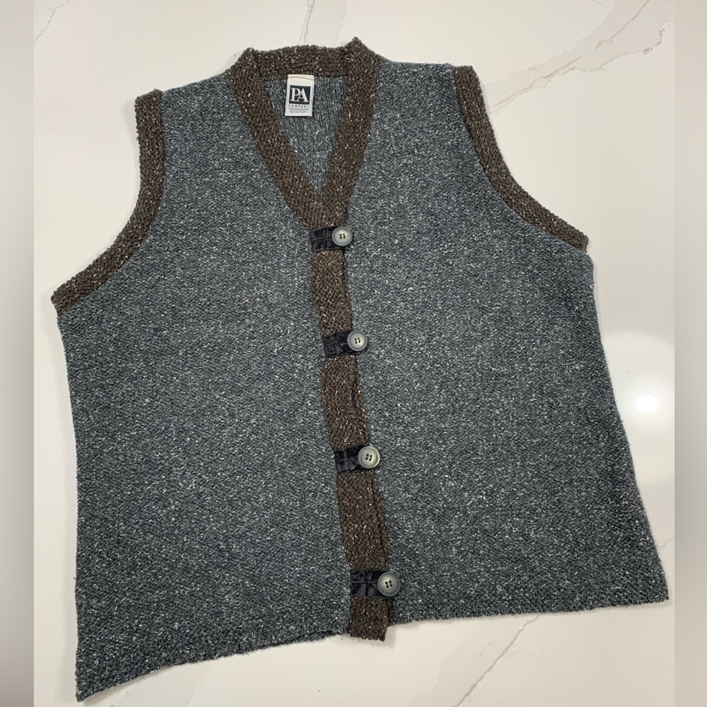 Academia Sweater Vest Button up V Neck Small/Medium PA Company Boston Lagenlook